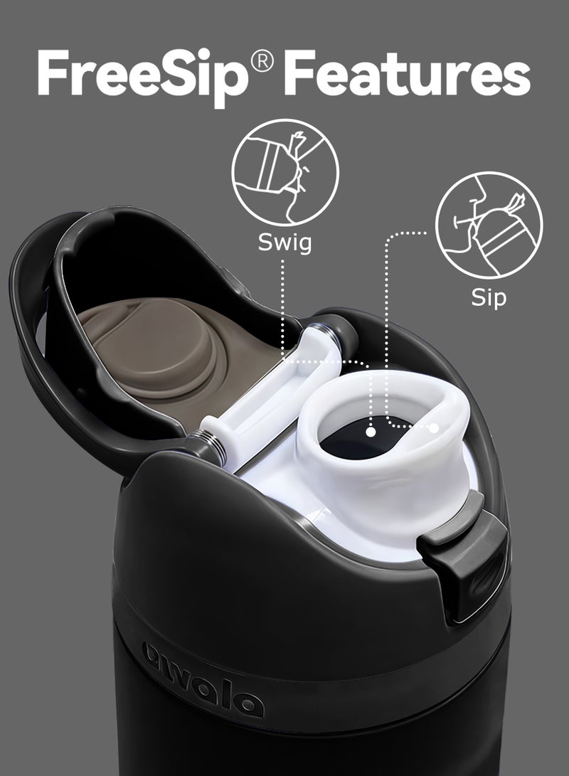 زجاجة مياه معزولة من الفولاذ المقاوم للصدأ مع شفاطة للرياضة والسفر، 24 أونصة، لون أسود، 24 أونصة - Image 3